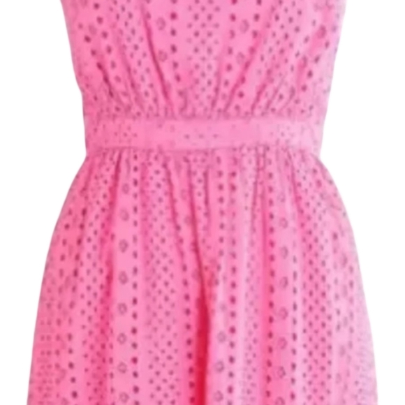 J.Crew Pink Eyelet Midi Dress Size 6 Cotton Sleeveless Tiered Hem NWOT - Picture 3 of 12